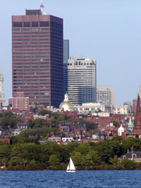 Boston sailing with the State House in the background